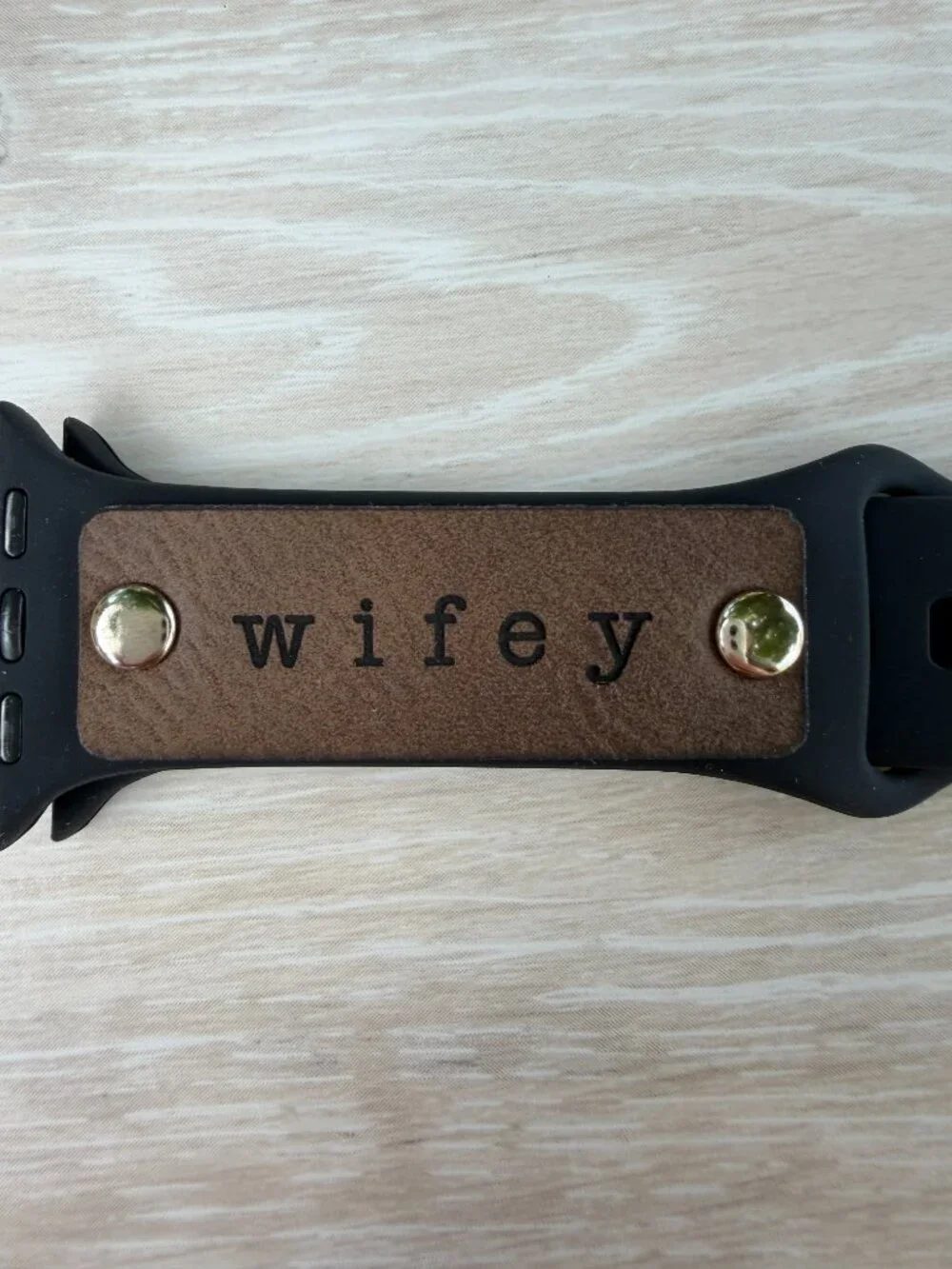 Wifey Engraved Silicone Band For Apple Watch 38mm 40mm 41mm 42mm Modern Black